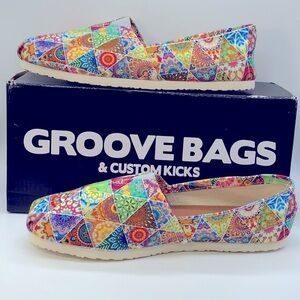 Groove Bags & Custom Kicks Women Sz9W Patchwork Print Shoes NIB